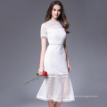 2018 Fashion New Design Hollow Out Short Sleeve Lace Dress